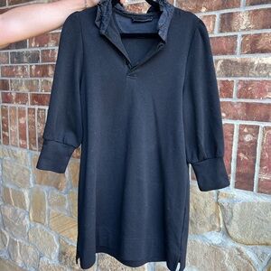 Tuckernuck Pomander Place Black Dress with Ruffled Collar